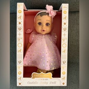 FAO Schwarz Pink Doll with Gold Accents